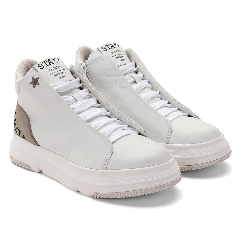 Saint G Pu Coated Off White Leather Women Sneaker (EURO 36)