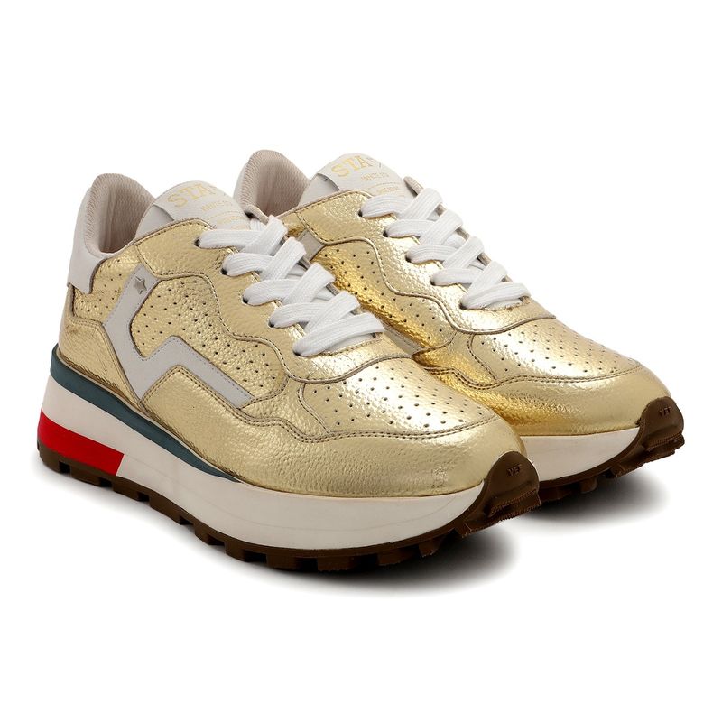 Saint G Gold Pu Coated Leather Women Sneaker (EURO 36)