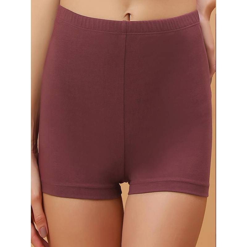 SOIE Brown Mid Rise Breathable Cotton Spandex Mid Thigh Length Cycling Shorts (2XL)