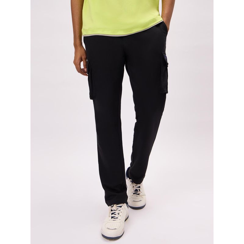 Bombay High Black Straight Fit Cargos Pant For Men (S)