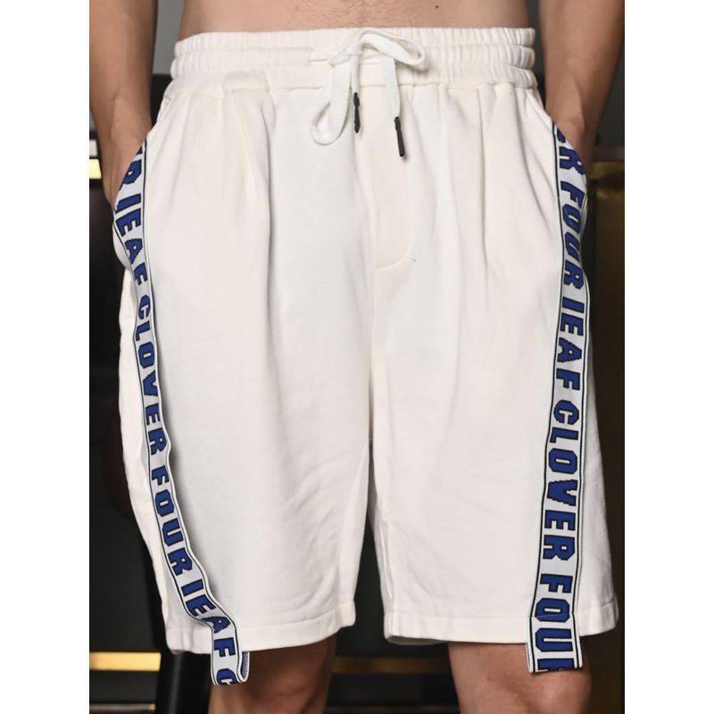 Odette Franco White Embellished Heavy Cotton Jersey Shorts For Men (M)