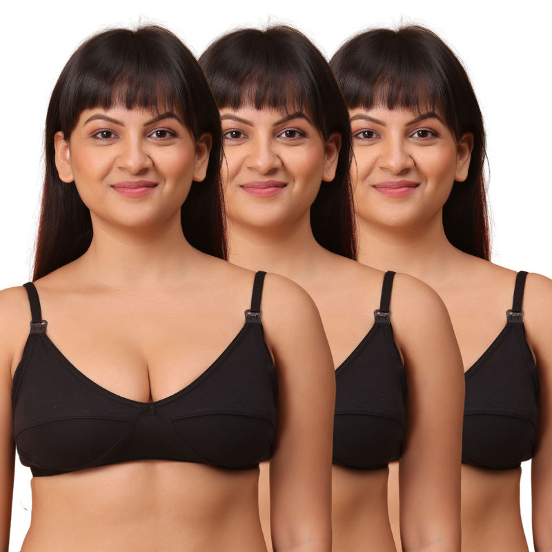 Morph Maternity Pack Of 3 Nursing Bras - Black (32B)