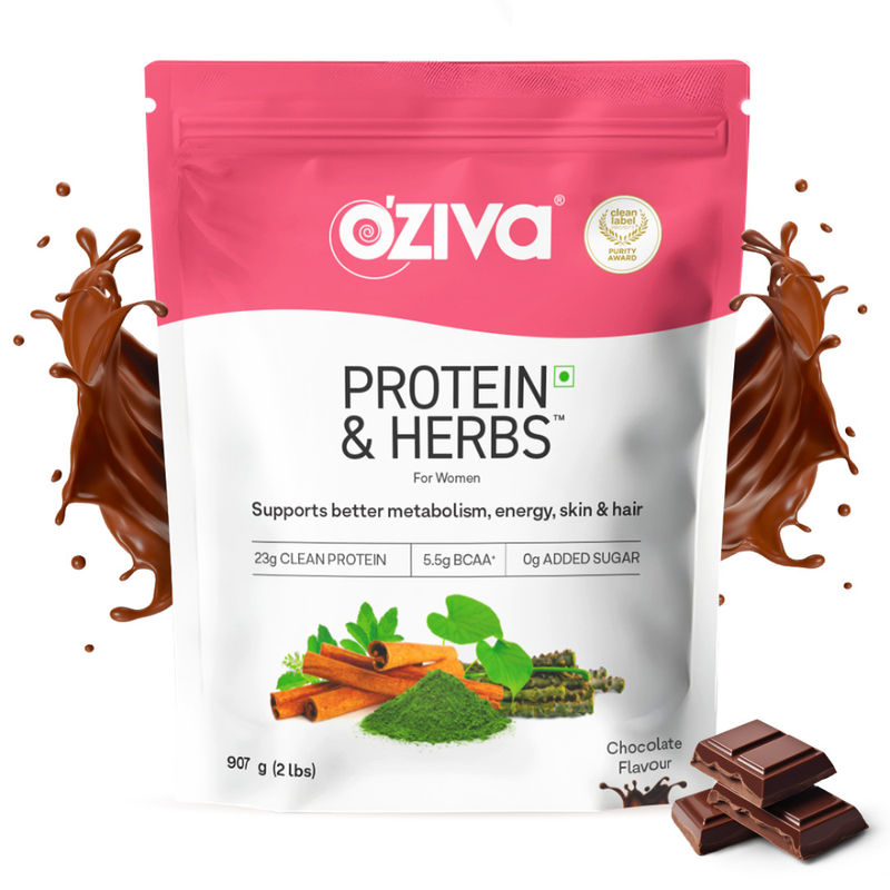 OZiva Protein & Herbs Women, Protein with Multivitamin for Better Metabolism, Skin & Hair,Chocolate