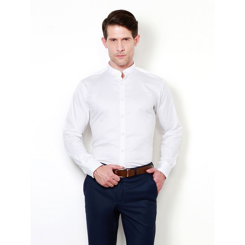 V Dot White Solid Shirt (44)