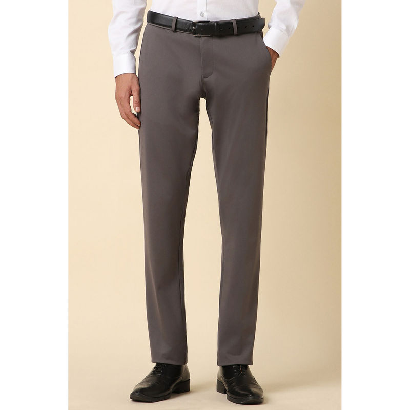Allen Solly Men Grey Slim Fit Solid Formal Trousers (30)