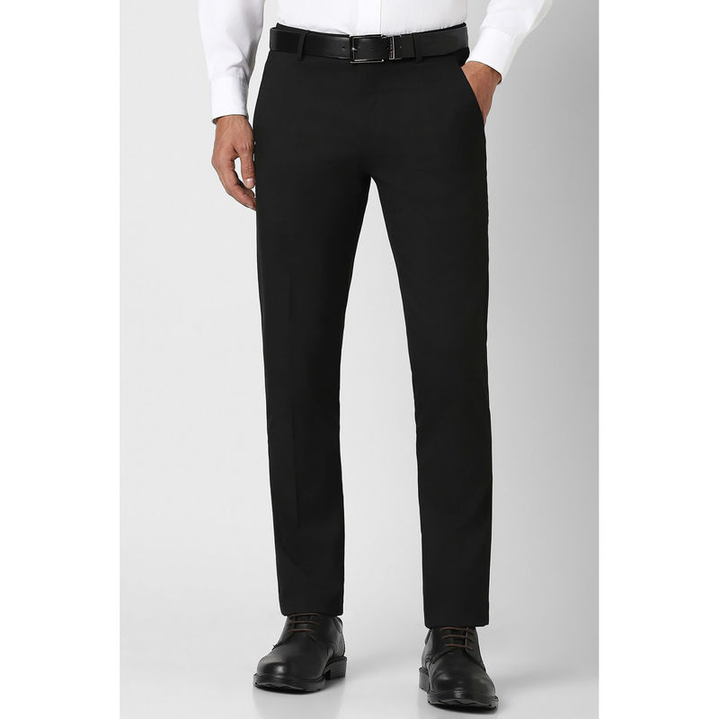 Peter England Men Black Solid Slim Fit Formal Trousers (36)