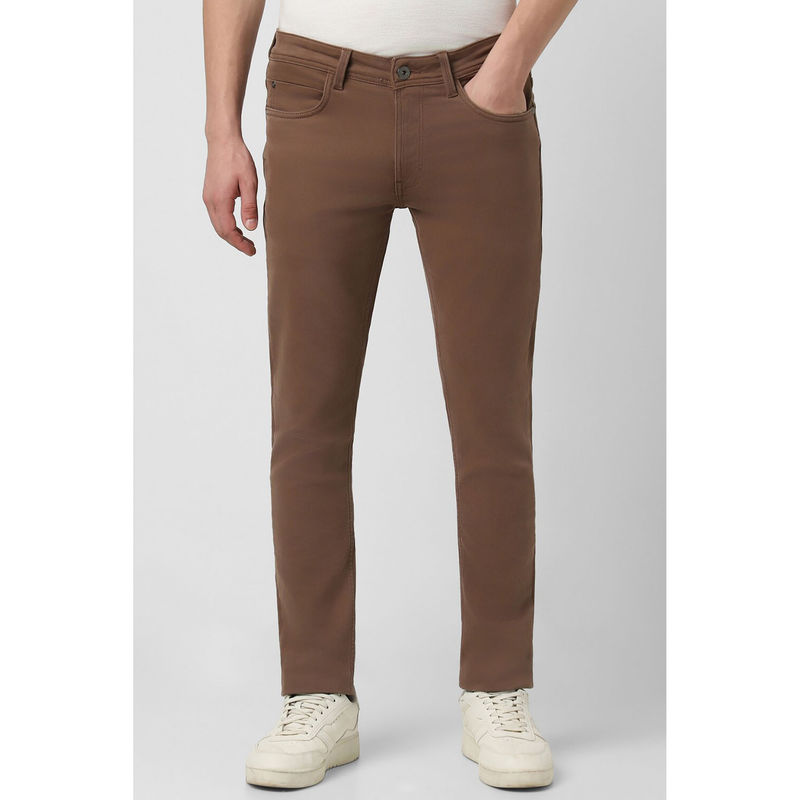 Peter England Men Brown Dark Wash Low Skinny Fit Jeans (30)