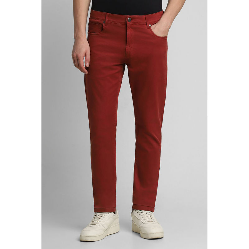 Peter England Men Orange Solid Slim Tapered Jeans (28)