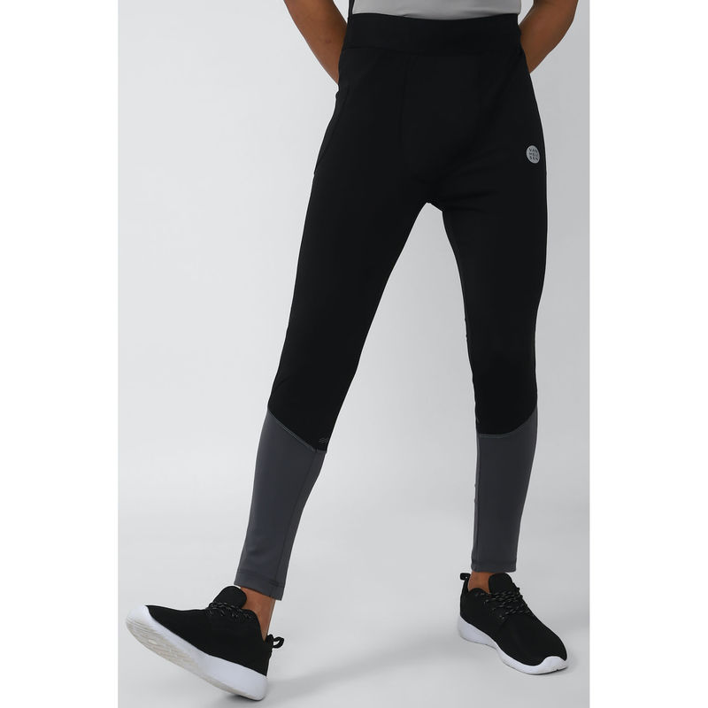 Van Heusen Men Black Print Super Slim Fit Training Tights (M)