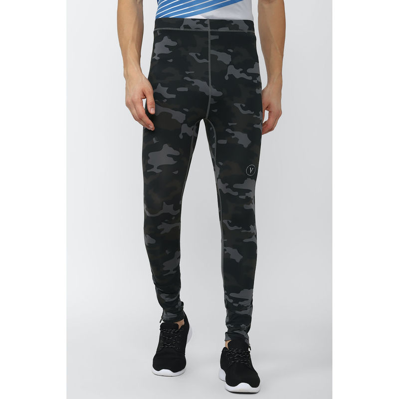 Van Heusen Men Grey Print Skinny Fit Training Tights (M)