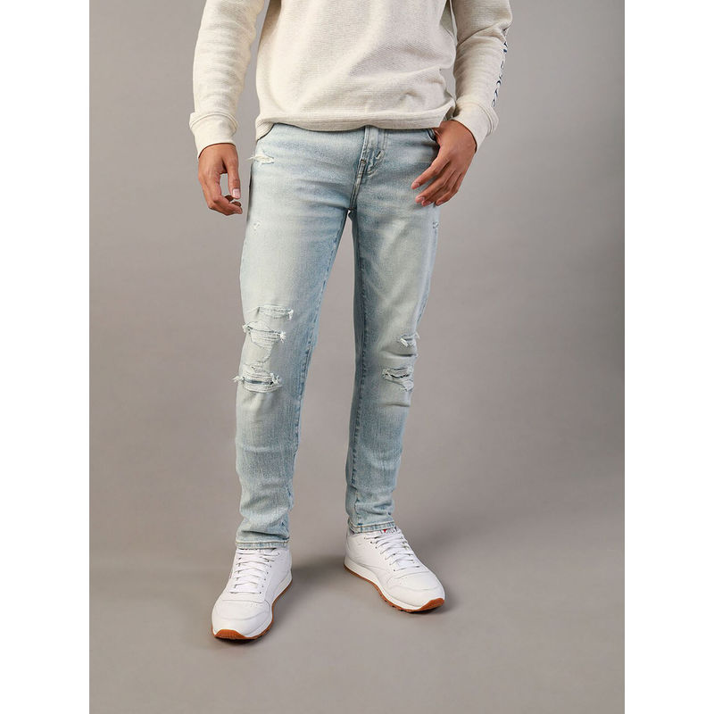 American Eagle Men Blue Airflex+ Patched Skinny Jean (29)