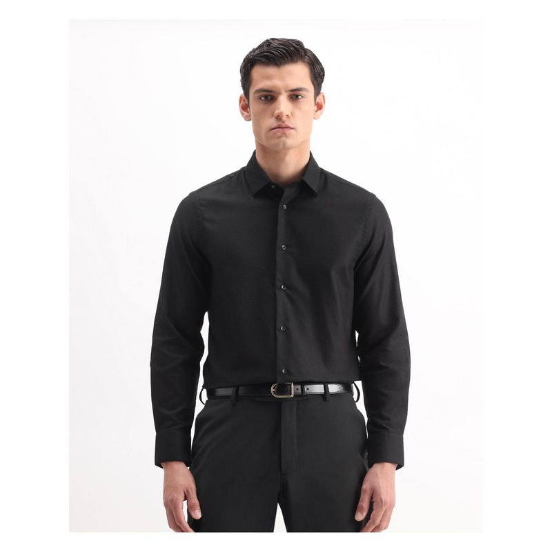 Rare Rabbit Black Men's Formal Shirt (S)