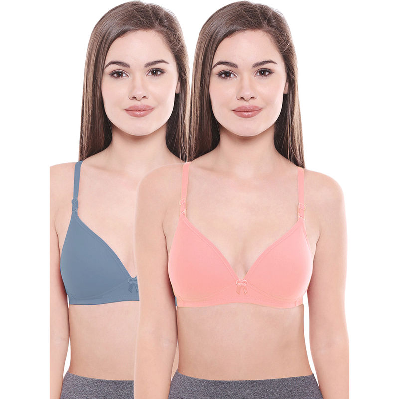 Bodycare Lightly Padded Bra In Grey-Pink Color (Pack of 2) - 36B