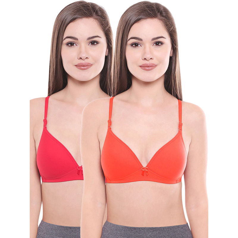 Bodycare Lightly Padded Bra In Rani-Coral Color (Pack of 2) - 34B
