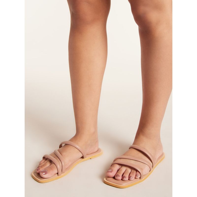 Twenty Dresses by Nykaa Fashion Pink Square Toe Triple Strap Flats (EURO 36)