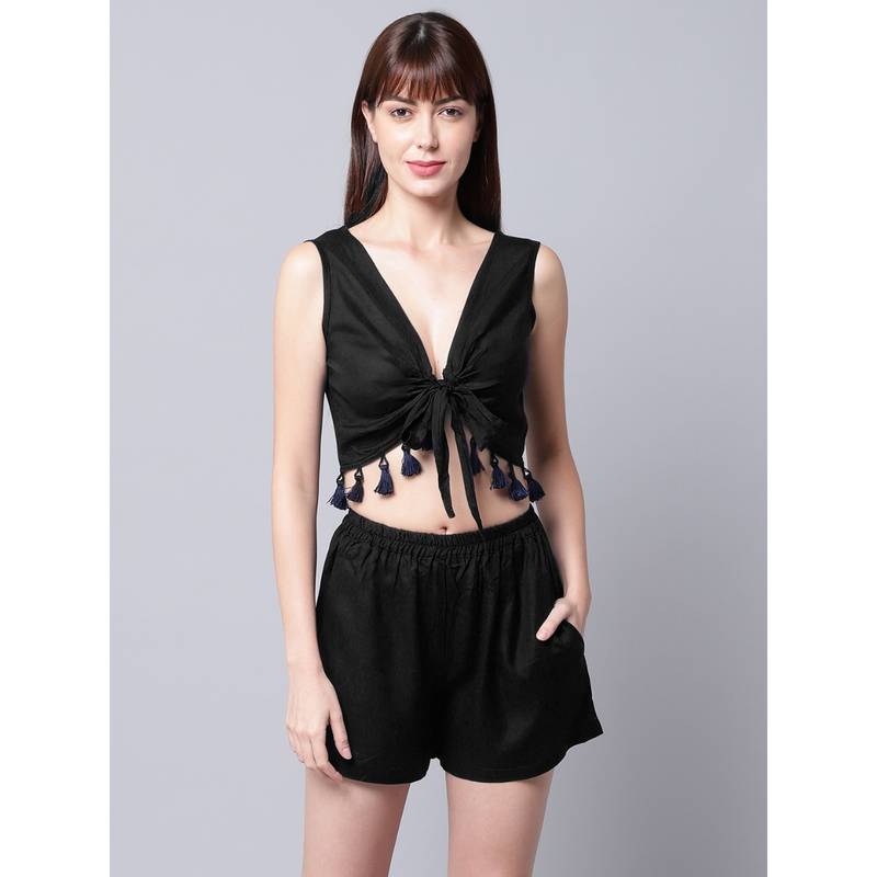 AOBA Women Black Beachwear Set (XL)