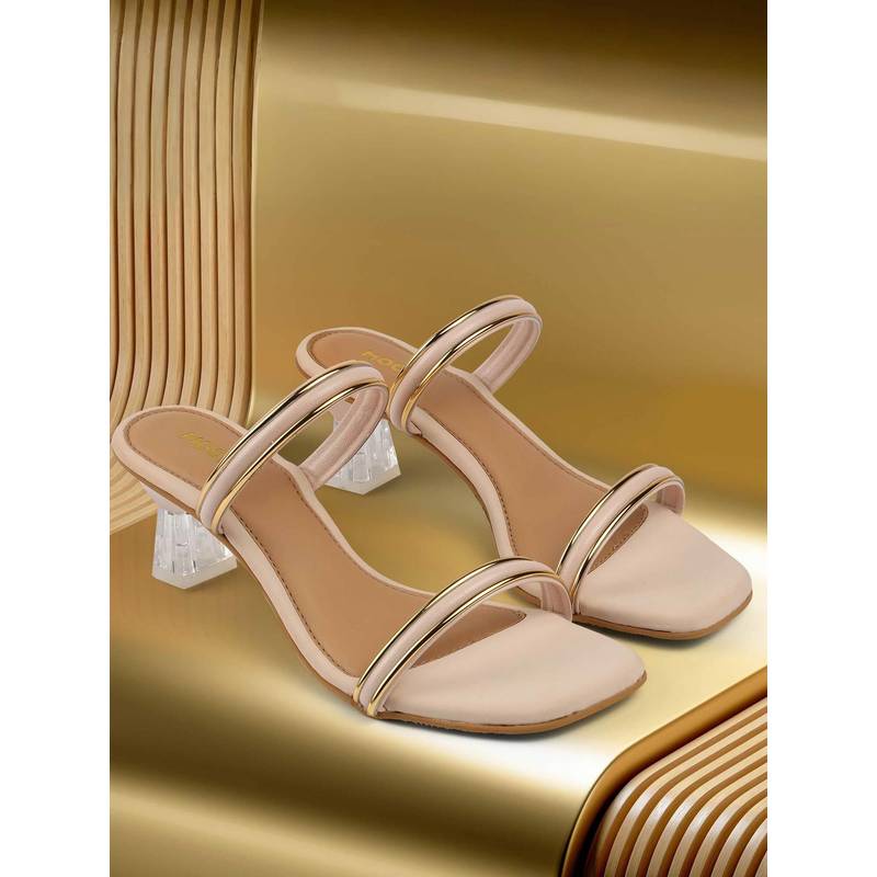 Mochi Women Beige Heeled Sandals (EURO 36)