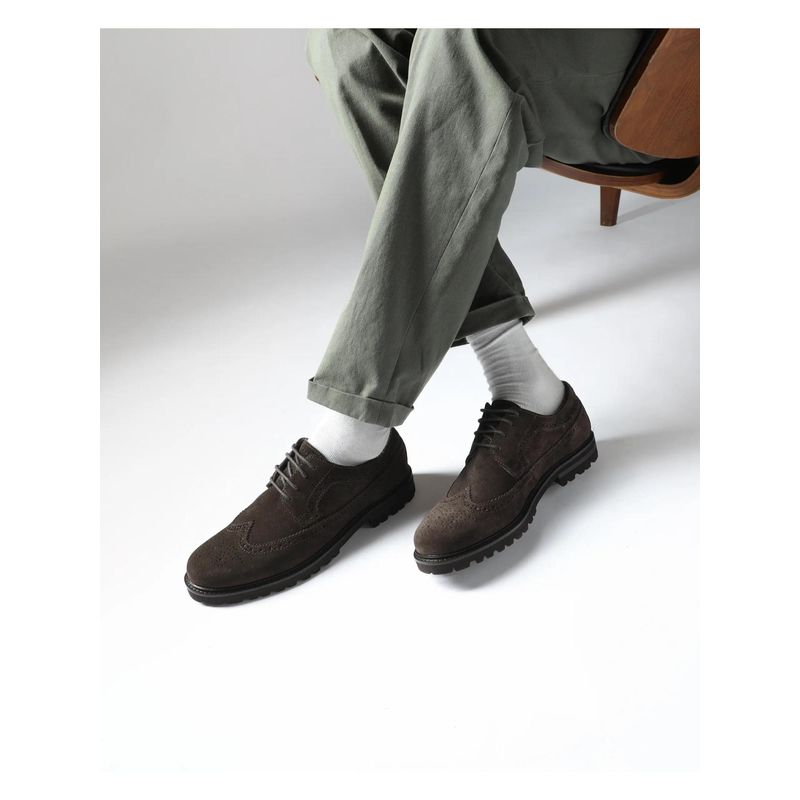Rare Rabbit Men Brown Suede Lace-Up Brogues (UK 10)