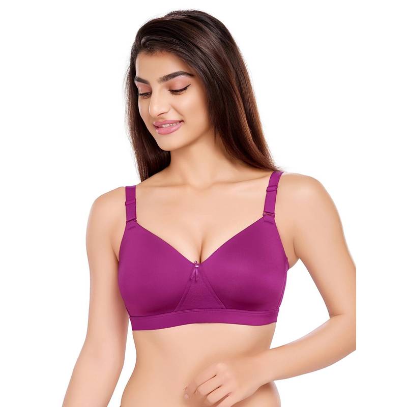 Juliet Womens Soft Foam Padded Full Coverage Polyamide Spandex Bra Magenta (40D)