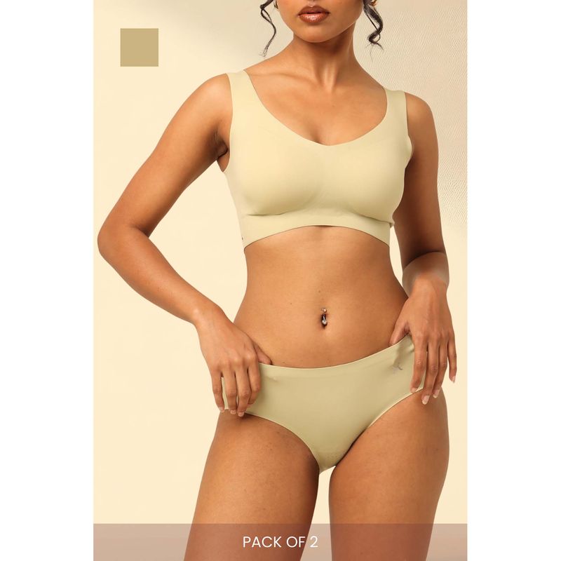 Krvvy Women Light Green Seamless Low Rise Hipsters (Pack of 2) (2XL-3XL)