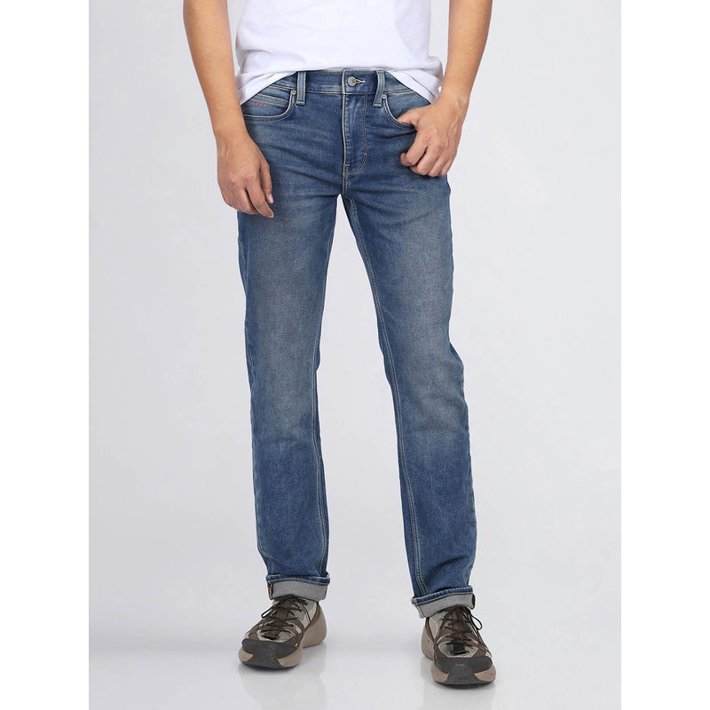 Lee Men Blue Travis Slim Tapered Fit Mid Rise Jeans (36)