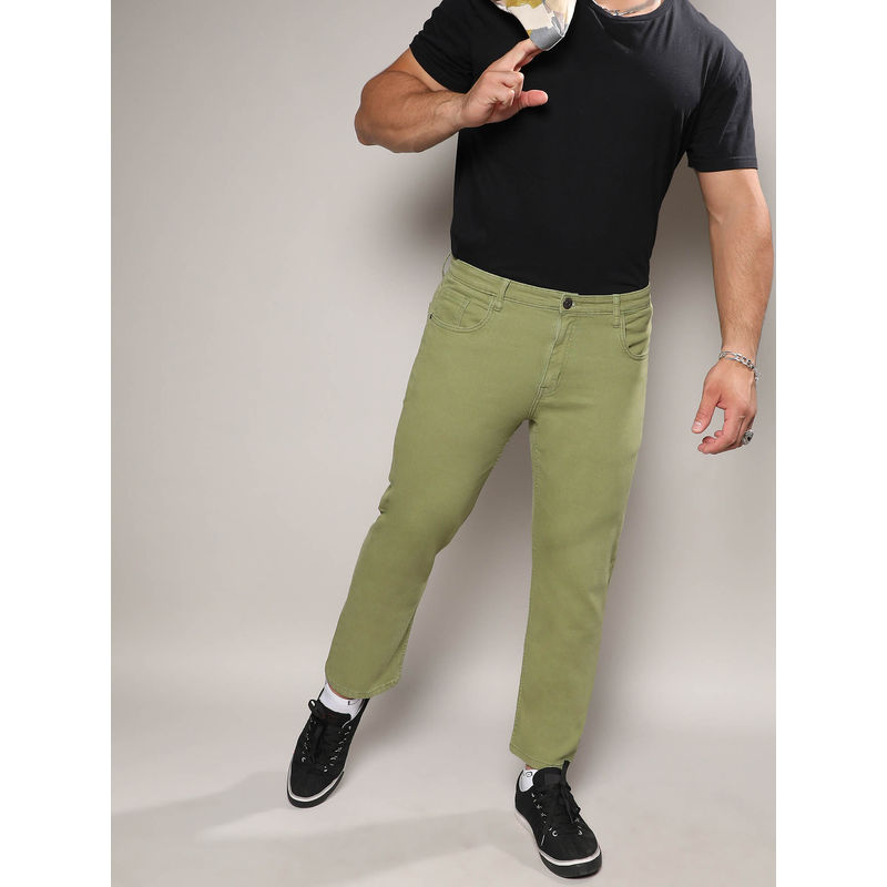 Instafab Plus Men'S Green Solid Denim Jeans (38)