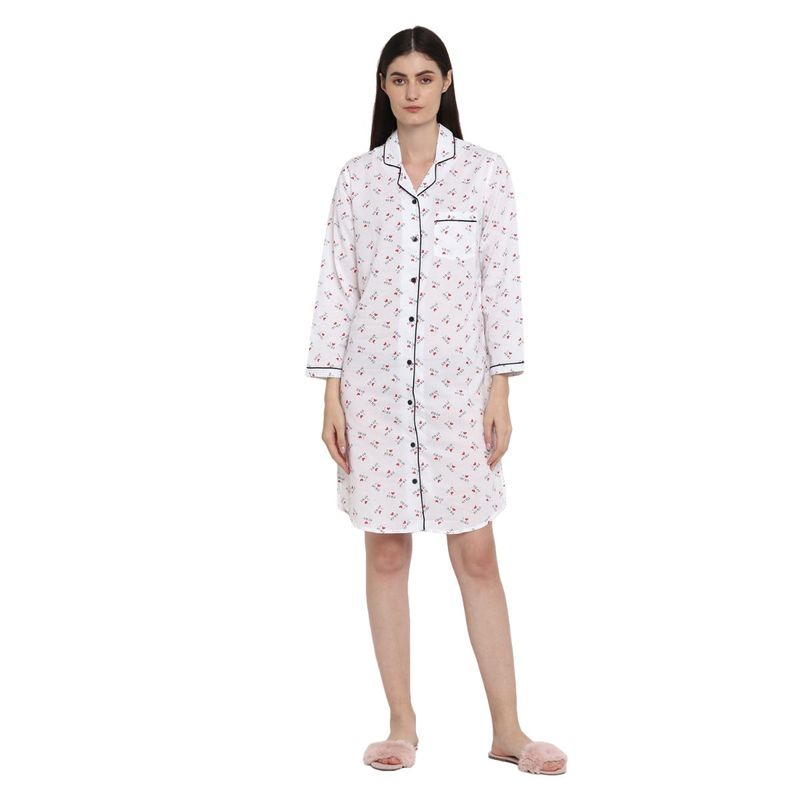 Shopbloom I Heart Bed Long Sleeve Women's Sleep Shirt - White (XS)