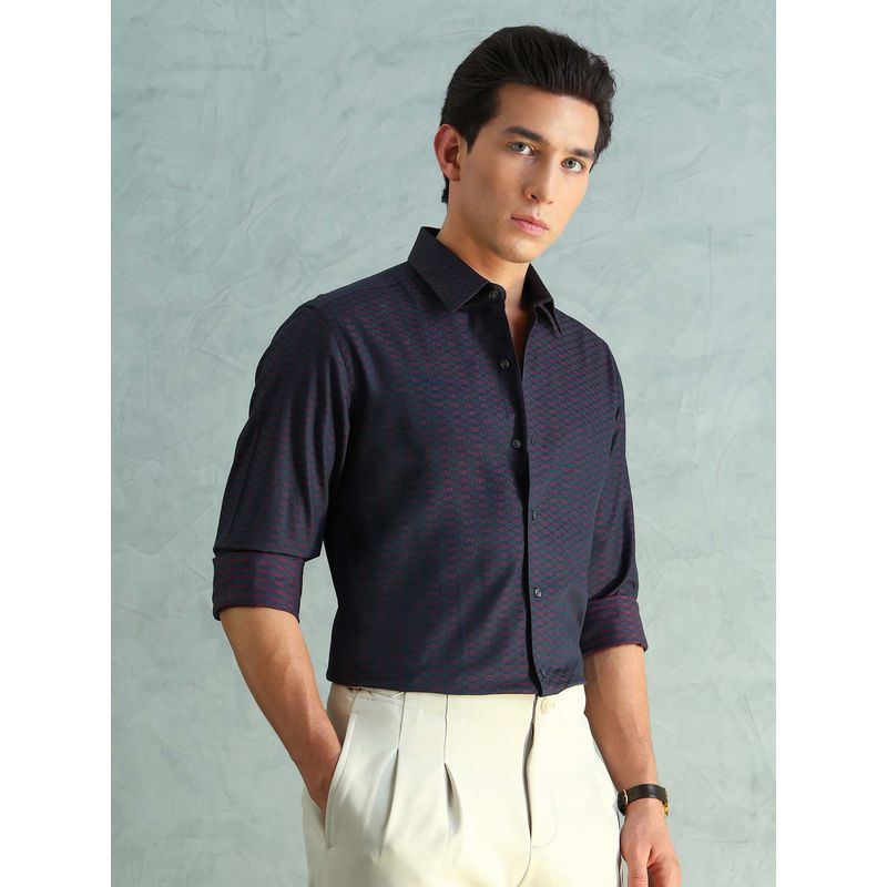 Arrow Newyork Men's Full Sleeve Formal Shirt-Navy Blue (44)