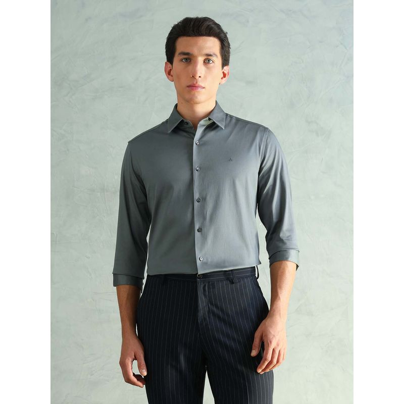 Arrow Newyork Men's Slim Fit Smart Satin Shirt-Grey (38)