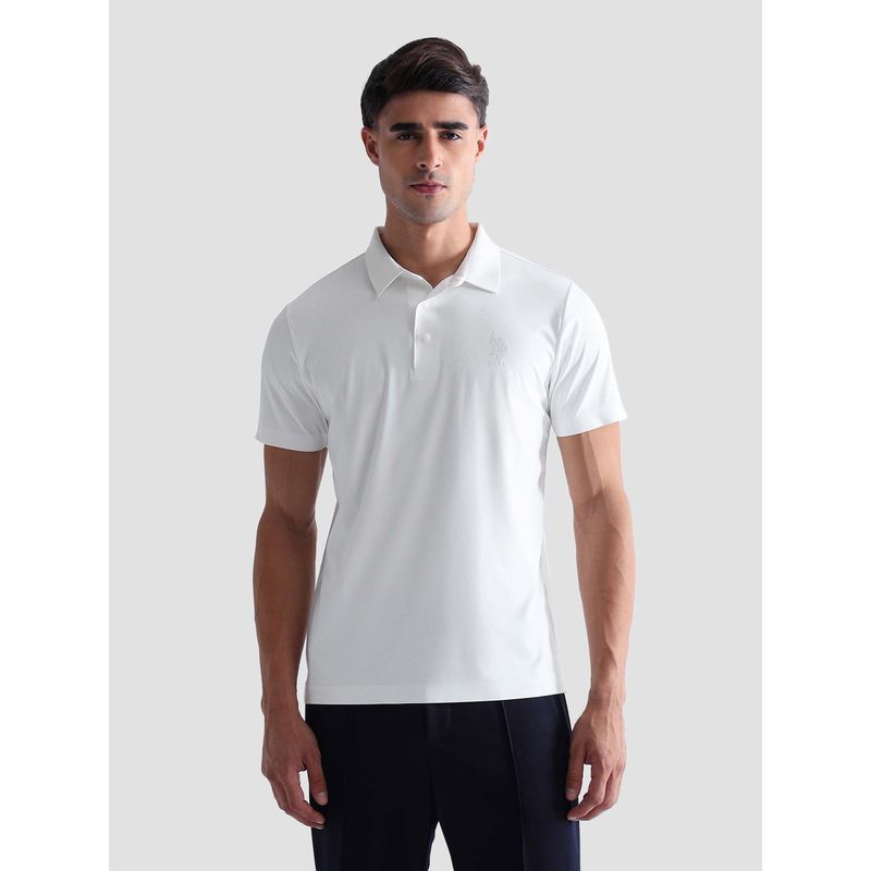 U.S. POLO ASSN. Active Sports Men's Brand Embossed Active Polo T-shirt-White (S)