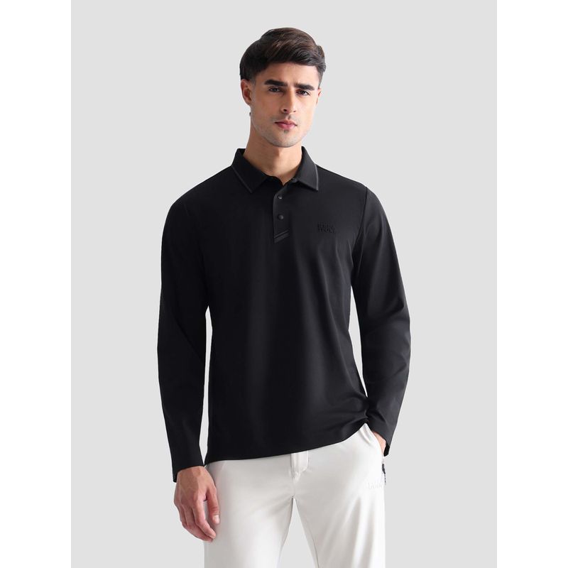 U.S. POLO ASSN. Active Sports Men's Solid Regular Fit Active Polo T-shirt-Black (S)