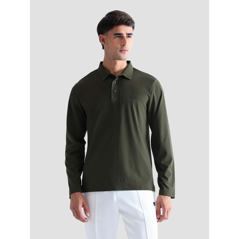 U.S. POLO ASSN. Active Sports Men's Solid Regular Fit Active Polo T-shirt-Olive (M)