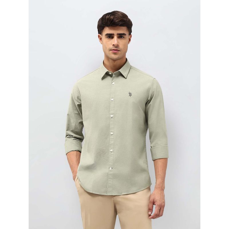 U.S. POLO ASSN. Men's Comfortable Fit Solid Shirt-Green (42)