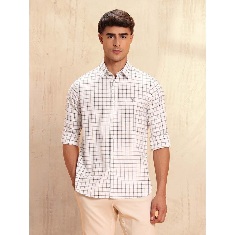 U.S. POLO ASSN. Men's Comfortable Fit Graph Checked Shirt-Brown (40)