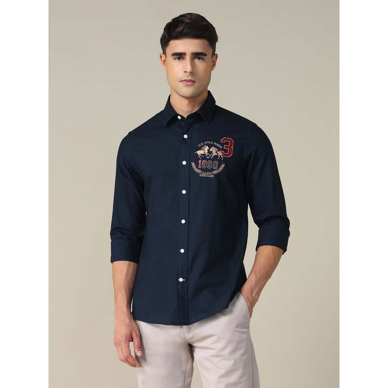 U.S. POLO ASSN. Men's Oxford Tailored Fit Shirt-Blue (42)