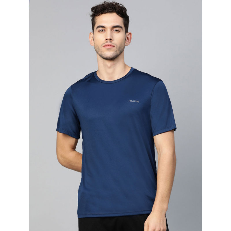 Alcis Navy Blue Anti-Viral Round Neck Training T-Shirt (XL)