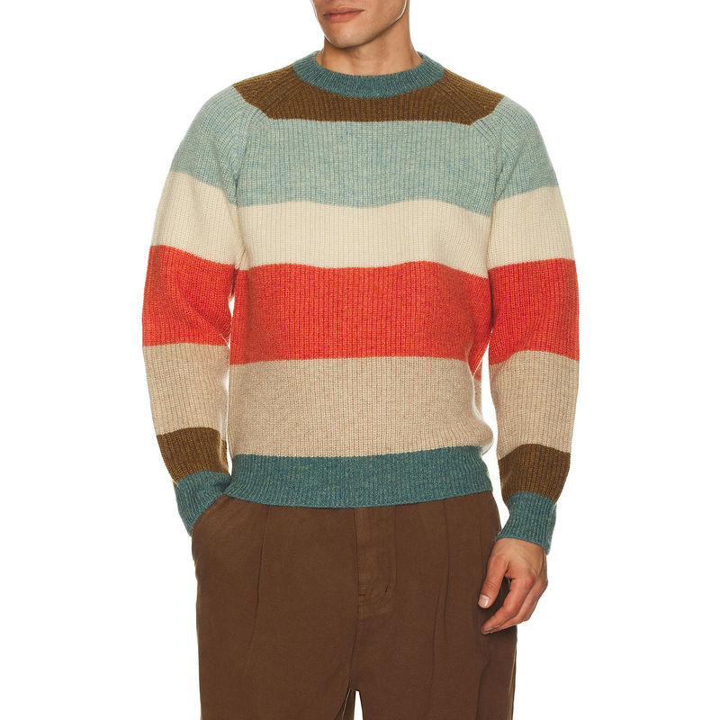 Beams Plus Crew Multi Stripe 5g Sweater