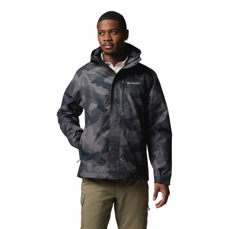 Columbia Men Black Omni-Tech Hikebound II Printed Rain Jacket (S)