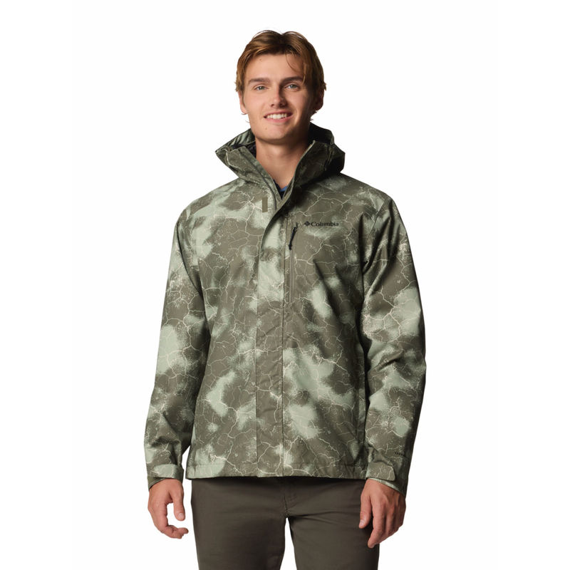Columbia Men Olive Omni-Tech Hikebound II Printed Rain Jacket (L)