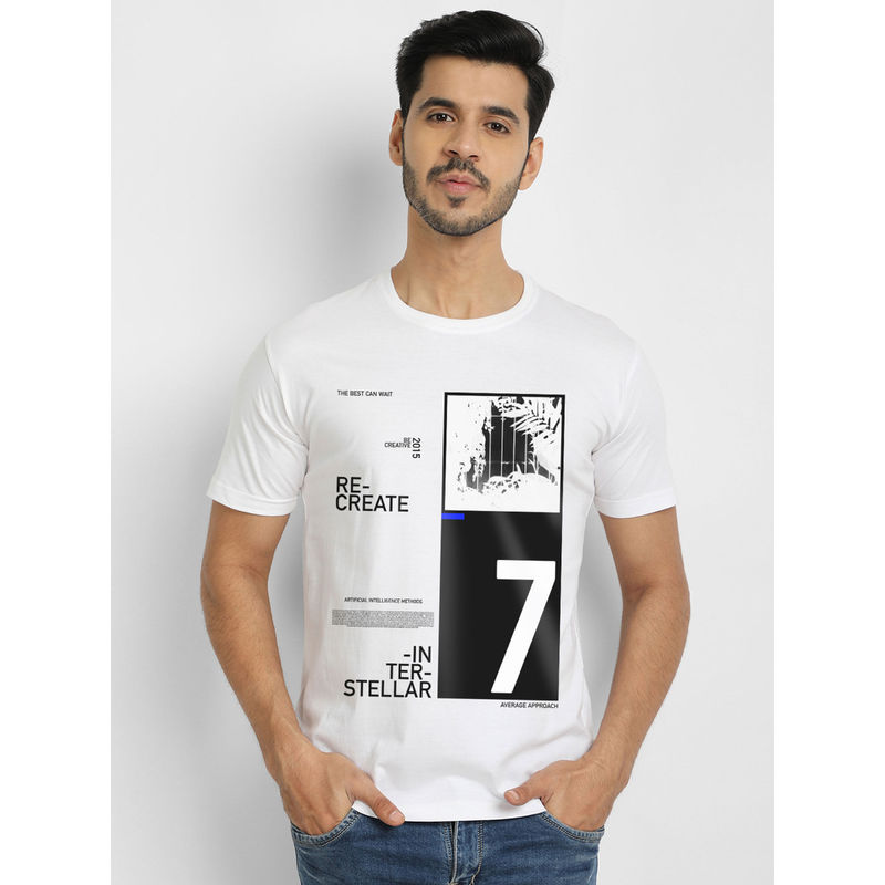 THREADCURRY Re - Create Creative Graphic Printed T-Shirt for Men (XL)