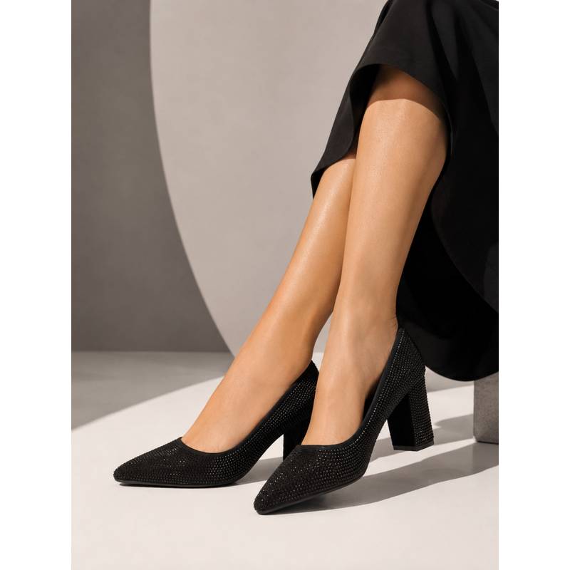VALIOSAA Black Color Party Heel Pumps (EURO 36)