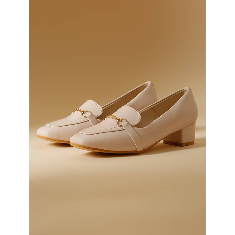 VALIOSAA Cream Color Work Heel Pumps (EURO 36)