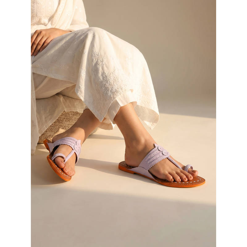 Chaal Chalan Lavender Pu Almond Toe Kolhapuris (UK 3)