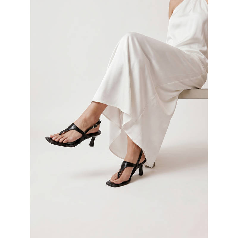 Chaal Chalan Black Square Toe High Top Sandals (UK 6)