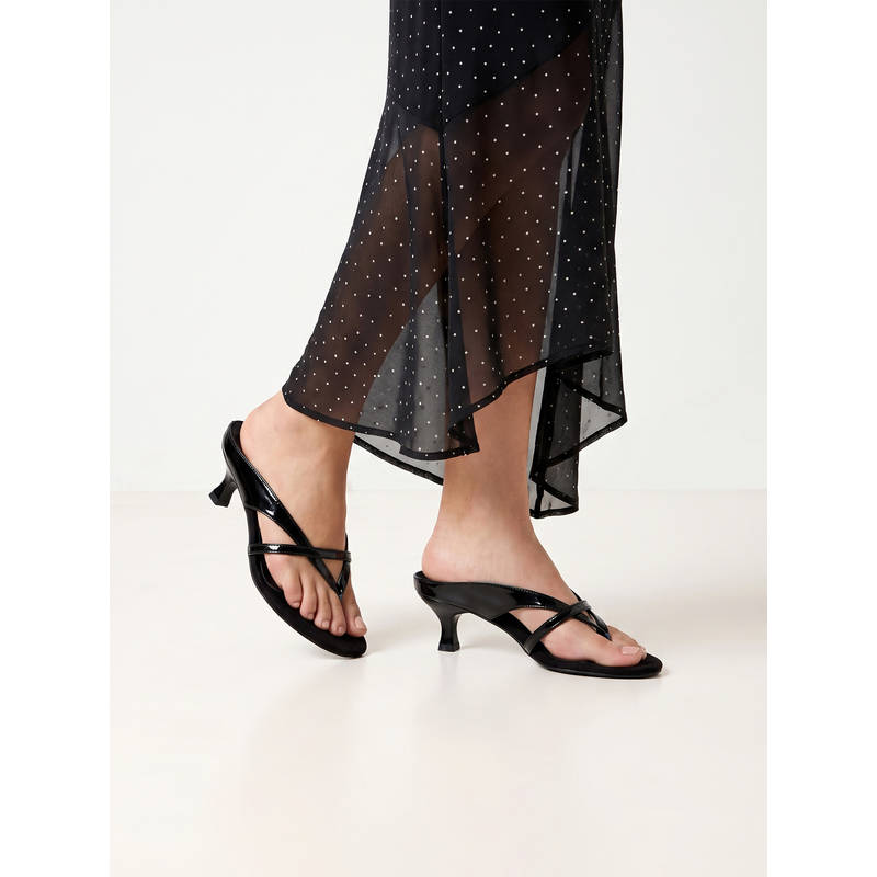 Chaal Chalan Black Round Toe Mid Top Sandals (UK 4)