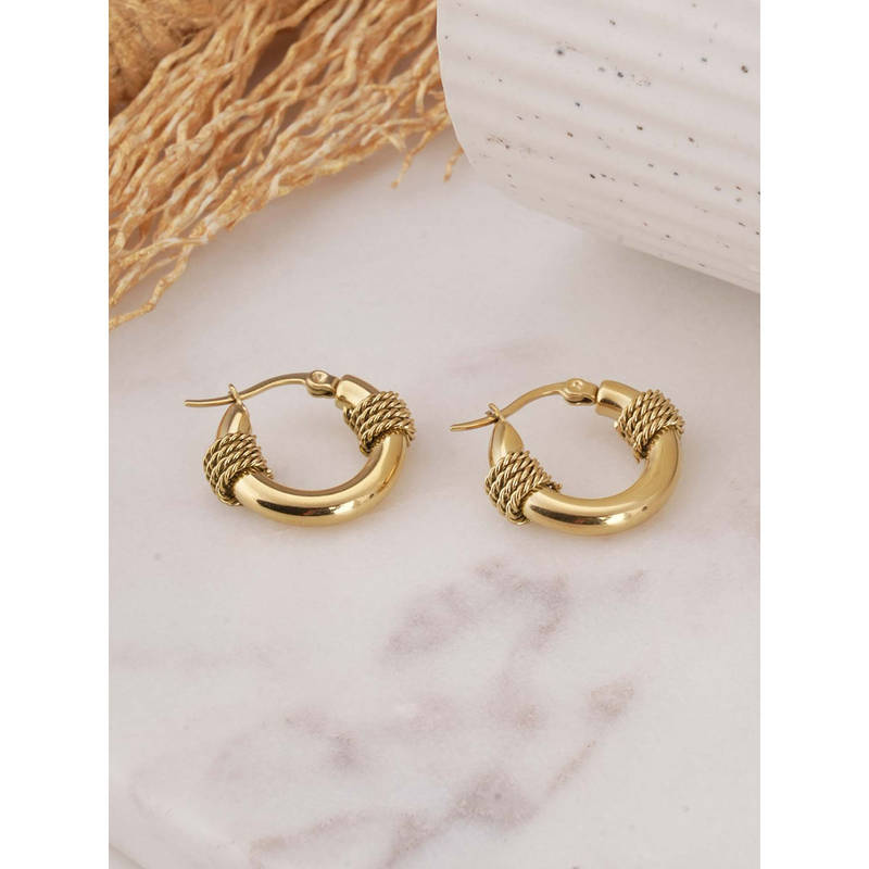Gold Tyre Hoop Earrings For Womens - Waterproof And Anti-Tarnish
