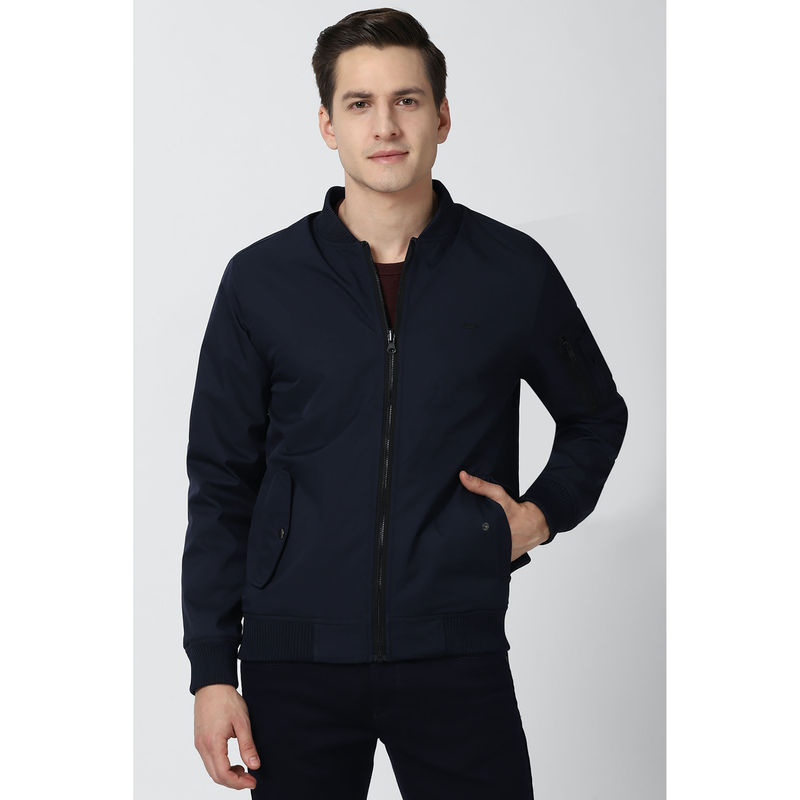 Peter England Men Navy Solid Casual Jacket (XL)