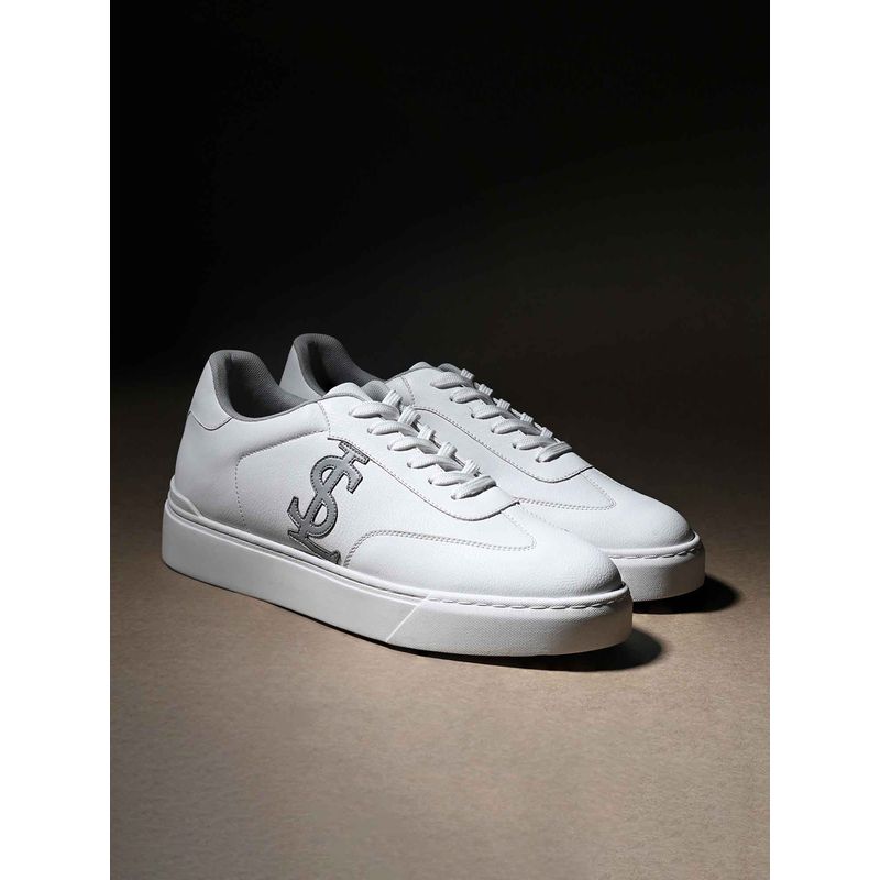 Louis Stitch White Comfortable Lace-Up Sneakers for Men (UK 8)