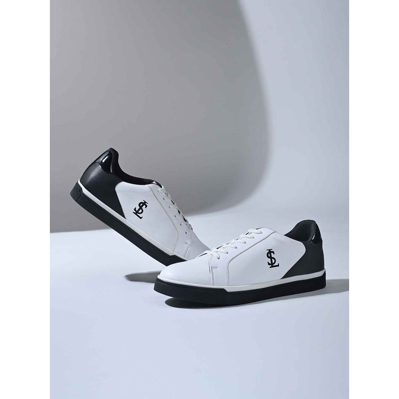 Louis Stitch White and Black Comfortable Lace-Up Sneakers for Men (UK 6)