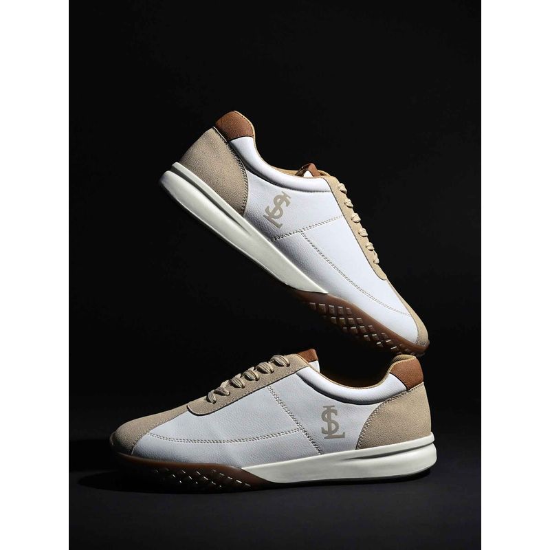 Louis Stitch White and Beige Comfortable Lace-Up Sneakers for Men (UK 10)